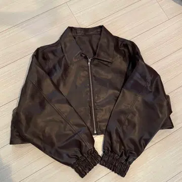 GRL 그레일 브라운 크롭 가죽 자켓