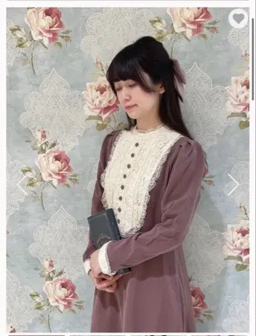 모브 프릴 달린 버튼 롱 원피스