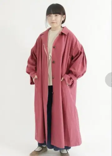 사만사 모스모스 스탠칼라 턱 소매 코트 핑크