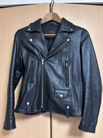 데미룩스 빔즈 블랙 가죽 더블 라이더 자켓