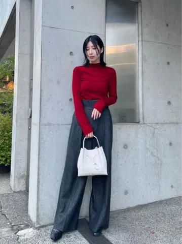 하이웨스트 턱 와이드 팬츠