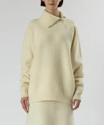 오라리 MILLED FRENCH MERINO RIB KNIT ZIP