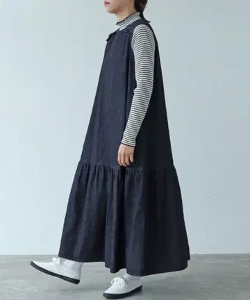 뷔르데사봉 7.3oz 데님 mini 프릴 원피스