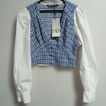 ZARA 블루 계열 크롭 상의 S 사이즈