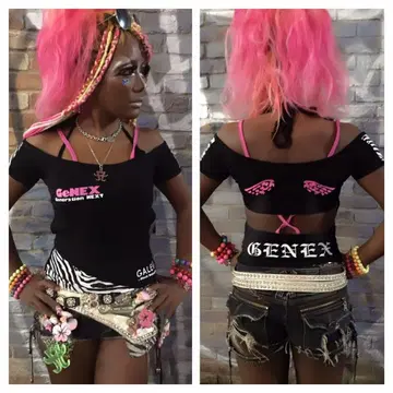 GALEO GeNEX 콜라보 오픈 숄더 지브라 탑 갸루 갈라라 알바 로자