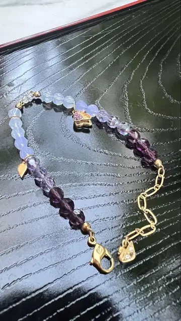 Swarovski 캐주얼 보라색 파랑 비즈 팔찌