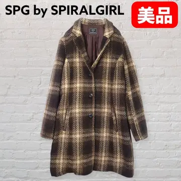 SPG by SPIRALGIRL 체크 무늬 코트 M 브라운 울 라이크