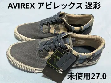 AVIREX 아비렉스 카모플라쥬 캔버스&가죽 스니커즈 미사용 27.0