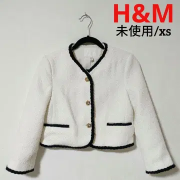 H&M 미사용 새상품 부클레 자켓 XS 화이트/블랙