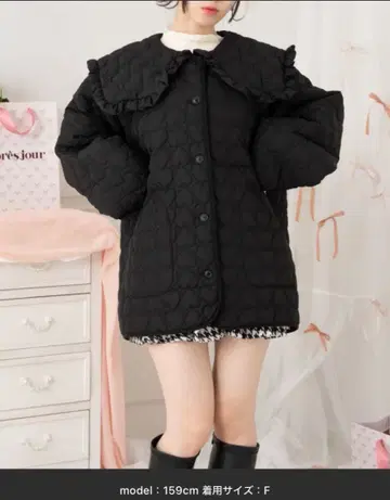 프릴 퀼팅 자켓 블랙 F
