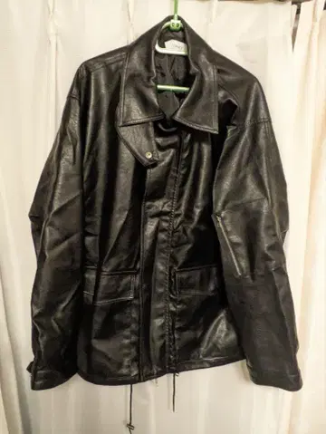 [ SERACE ] 루즈 실루엣 빈티지 스타일 인조 가죽 블루종