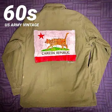 60s 70s 유틸리티 셔츠 캘리포니아 핸드페인트 원오브어카인드