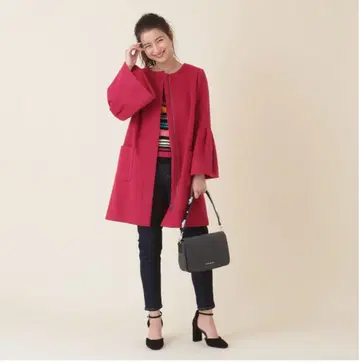 [ 31 Sons de mode ] 빨간색 플레어 슬리브 롱 코트