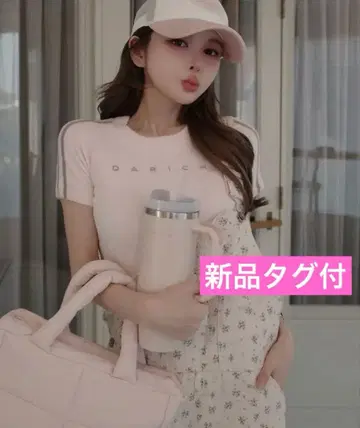 미사용 새상품 Darich 다리치 라인 파일 니트탑 핑크