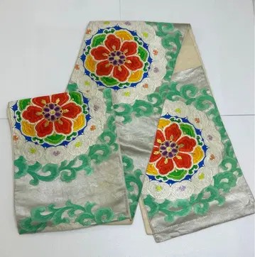 후쿠로 오비 순수 실크 은사 호몬기 츠케사게 후리소데 이로무지 꽃