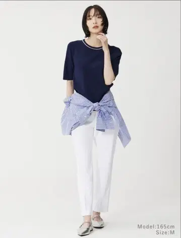 플라스테 PLST PS 린넨 블렌드 마 혼방 스틱 팬츠