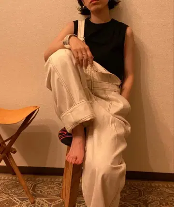 BLACK BY MOUSSY 스티치 오버롤 아이보리