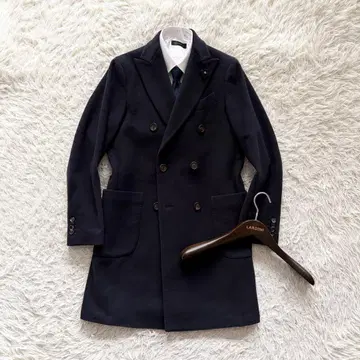 [ 새상품급 ] LARDINI 네이비 울 더블 체스터 코트 사이즈 44