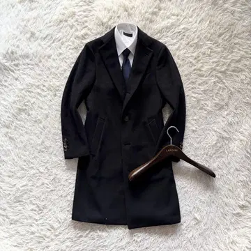 [새상품급] LARDINI 블랙 울 체스터 코트 사이즈 44