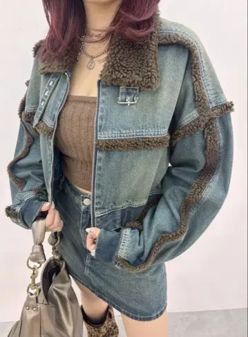 [ EVRIS ] 데님 보아 블루종 & 스커트