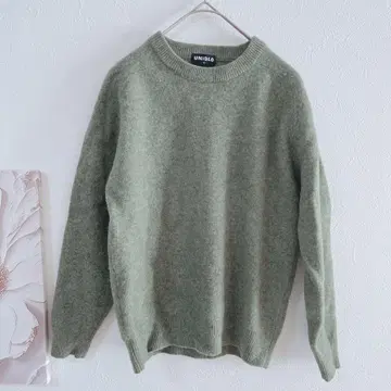 UNIQLO 크루넥 스웨터 긴팔 심플 모 100% 그린 계열 M