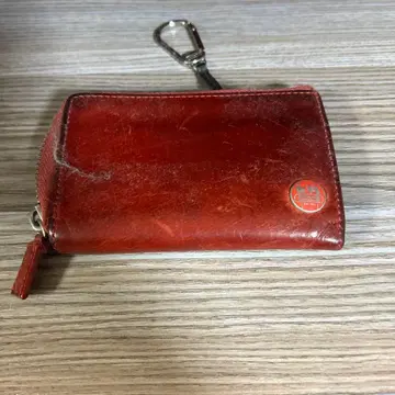 가죽 빨간색 코인 케이스 지퍼식