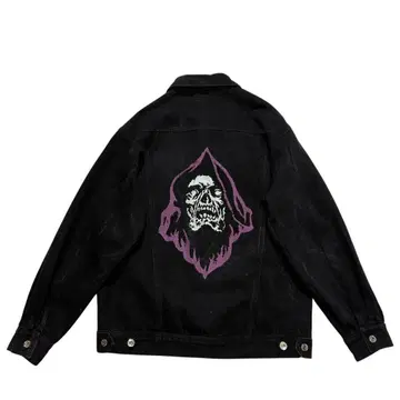 BEARTOOTH 데님 자켓 블랙 자수 스컬