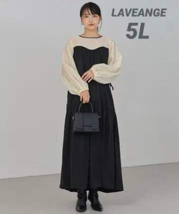 새상품 LAVEANGE 배색 티어드 원피스 5L