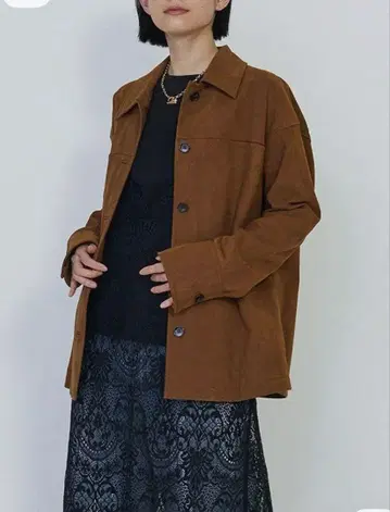 브라운 페이크 스웨이드 자켓