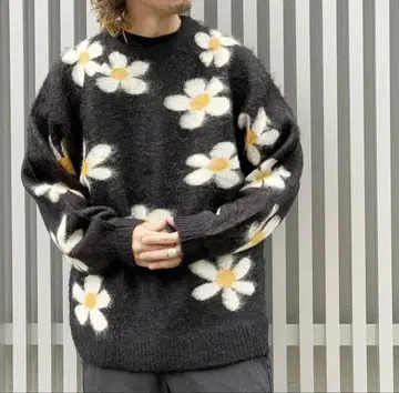 TOWNCRAFT 꽃무늬 모헤어 니트 스웨터