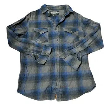 [옴브레] 빈티지 90s 긴팔 플란넬 셔츠 그레이 블루 체크