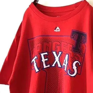 마제스틱 MLB 텍사스 레인저스 T셔츠 L 레드 빨간색 구제 의류