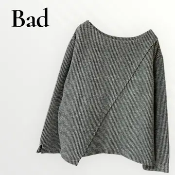 BAD 비대칭 티셔츠 블랙 화이트 스트라이프 긴팔 [ F ]