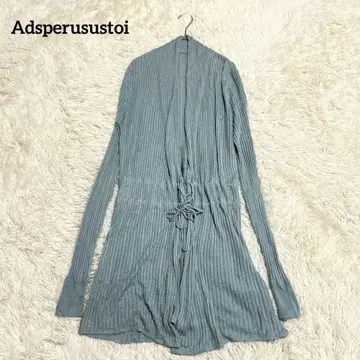 [ Adsperusustoi ] 실크 혼방 리브 가디건 (L) 리본 블루