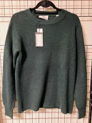 미사용 새상품 BLUE WORK 니트 스웨터 다크 그린