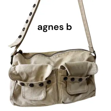 agnes b 에네스베 숄더백 캔버스 스터드 남녀