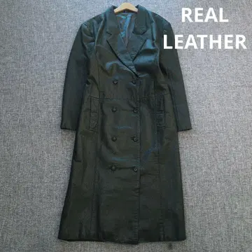 여성용 램 가죽 롱 코트 다크 그린 빅 사이즈