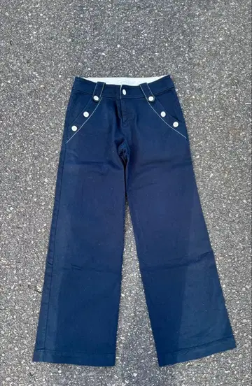 와이드 마린 팬츠 네이비 Vert Dense 사이드 버튼