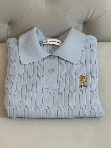Lily Bear 폴로 니트 풀오버 라이트 블루