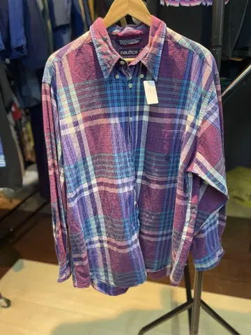 nautica 체크 무늬 긴팔 셔츠