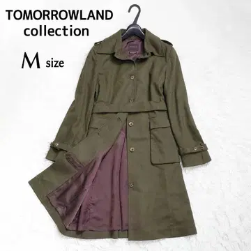 컨디션 최상 투모로우랜드 컬렉션 캐시미어 혼방 롱 코트 벨트 카키 M