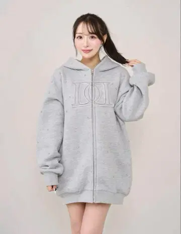 DD 로고 비쥬 지퍼 후드티