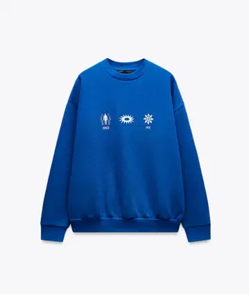 ZARA 파랑 L 그래픽 맨투맨