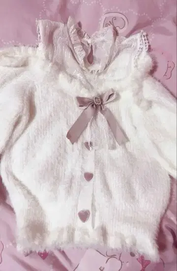 LIZLISA 레이어드 스타일 어깨 트임 니트 화이트