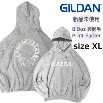 [길단] 미사용 새상품 8oz 속기모 프린트 후드티 G패턴 그레이 XL