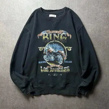 ANINE BING 맨투맨 바이크 프린트 빈티지 스트릿 L