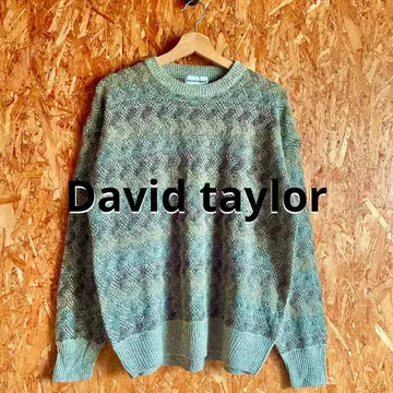 David taylor 올 패턴 아크릴 니트 스웨터 어스 컬러 새상품급