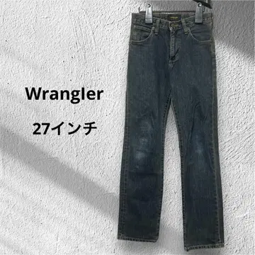 랭글러 27인치 다크 블루 스트레이트 데님 페이드 가공