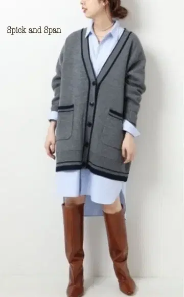 Spick and Span Smooth 라인 V넥 가디건