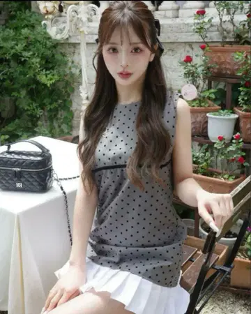 Darich 플로키 도트 슬리브리스 미니 원피스